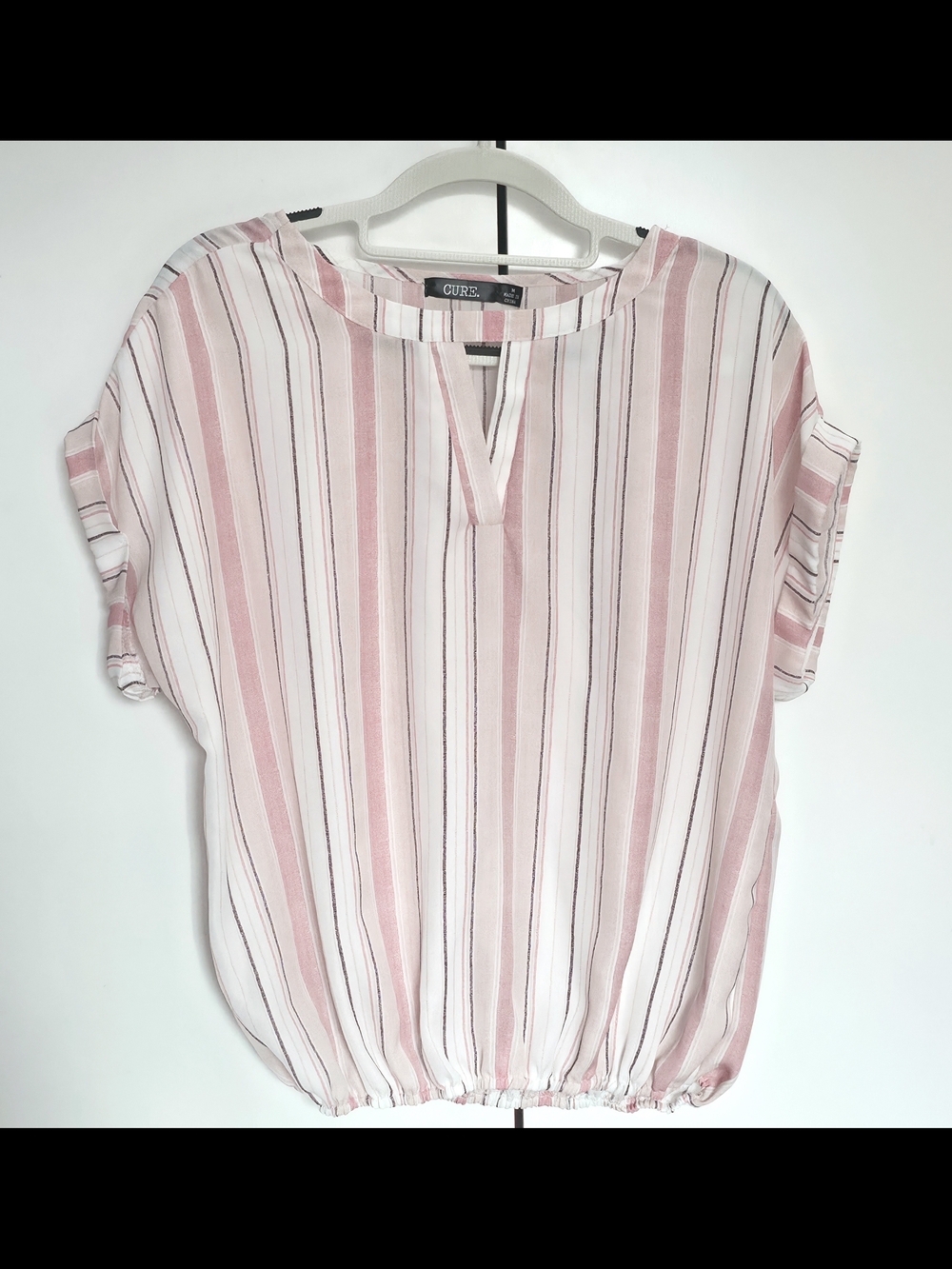 Cure. Blouse Women's Pink Stripe Blouse, Medium,  100%Polyester